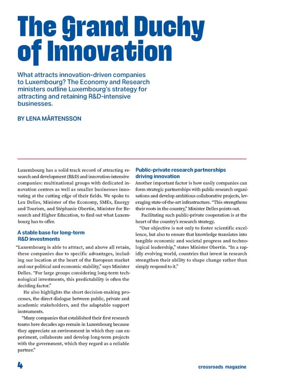 CROSSROADS: Innovation, Research & Investment in Luxembourg  - Page 4