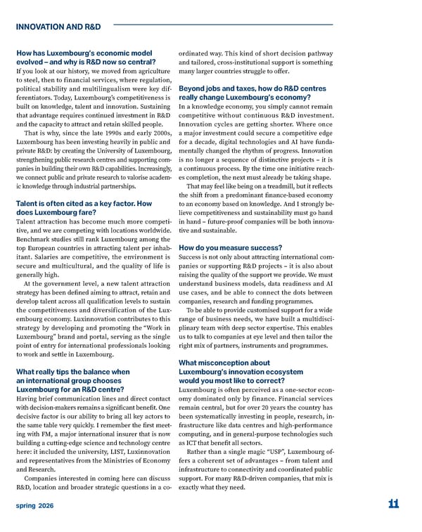 CROSSROADS: Innovation, Research & Investment in Luxembourg - Page 11